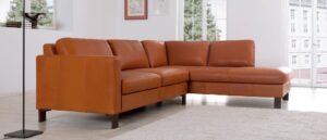 Ecksofa Siena in cognacfarbenem Ecopell Leder