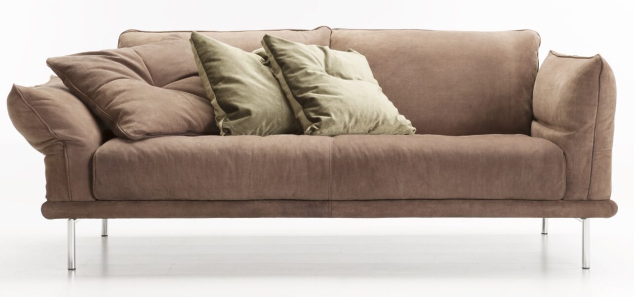 Sofa-modern Design-ELVIS-Memphis-braun-KlappArmlehnen-Wohnwiese