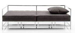 EasyPieces-Schlaf-Couch-Gestell glänzend-Bezug Wollfilz grau-Brühl-Wohnwiese