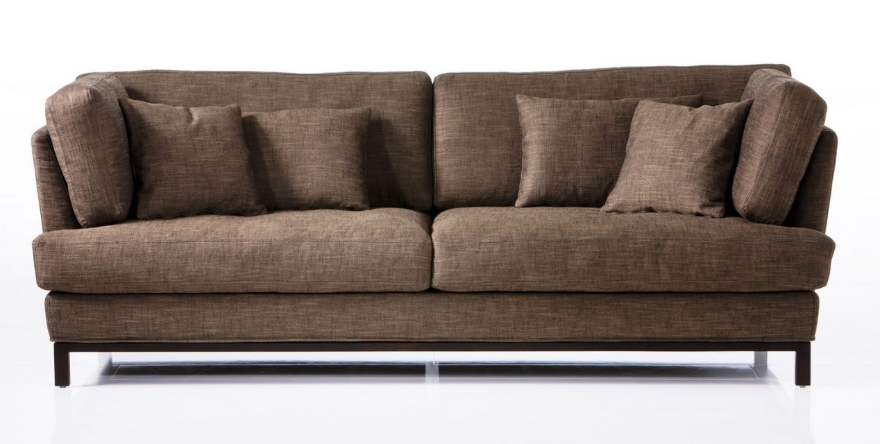 Sofa lang-Carousel-legere Polsterung-Fußgestell HOlz-Bezug Leinen-Brühl-Wohnwiese