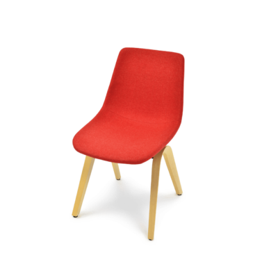 ergonomischer Esszimmerstuhl M41 in rotem Wollstoff, ohne Armlehnen